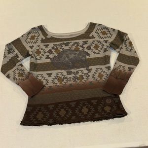 Double D Ranch women’s brown and tan Aztec  crew neck sweatshirt size XL